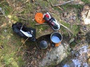 Filtering water for breakfast.